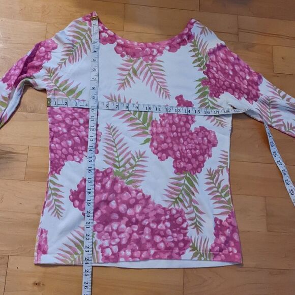 Knitme boat neckline pink berry green leafs sweater Medium @X - Picture 3 of 9